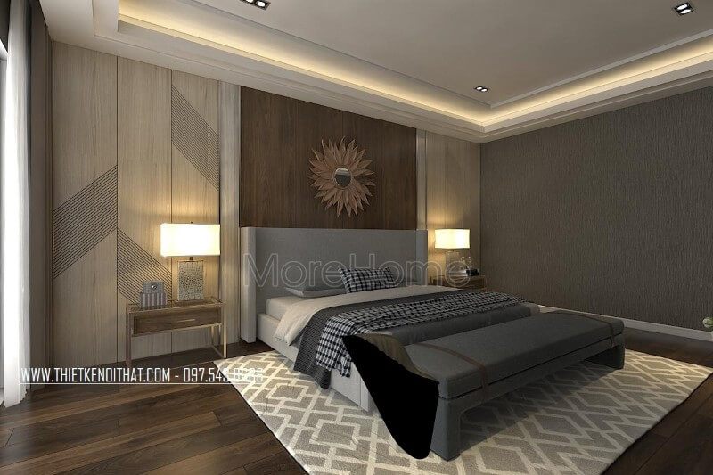 Mẫu giường ngủ bệt bọc vải hiện đại cho phòng ngủ nhà phốbiệt thự