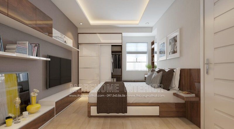 Mẫu giường ngủ chung cư gỗ An Cường với lối thiết kế hiện đại, đơn giản nhưng vẫn mang lại nét thanh lịch và sang trọng cho không gian phòng ngủ